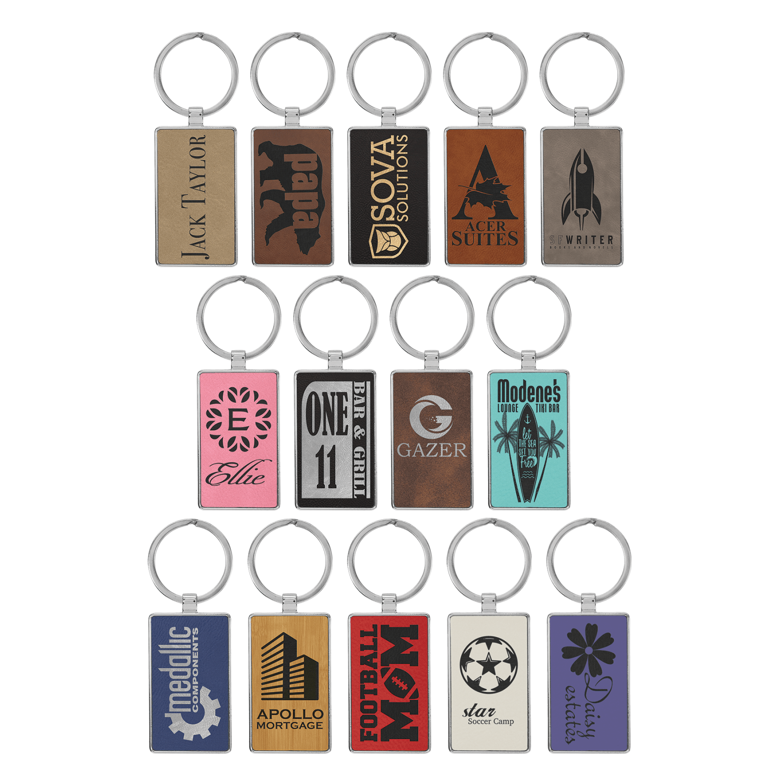 GFT2170 - 2 3/4" x 1 1/4" Laserable Leatherette/Metal  Rectangle Keychain thumbnail 3