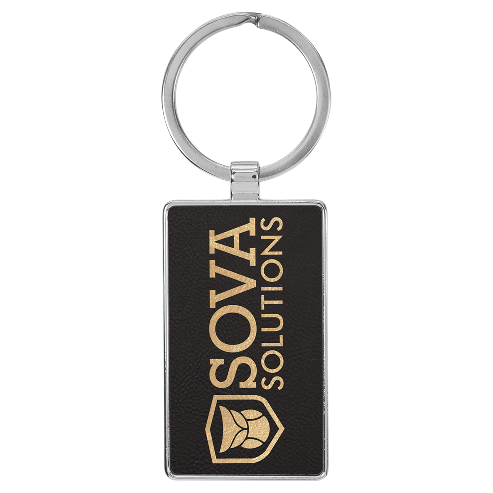 GFT2170 - 2 3/4" x 1 1/4" Laserable Leatherette/Metal  Rectangle Keychain thumbnail 2