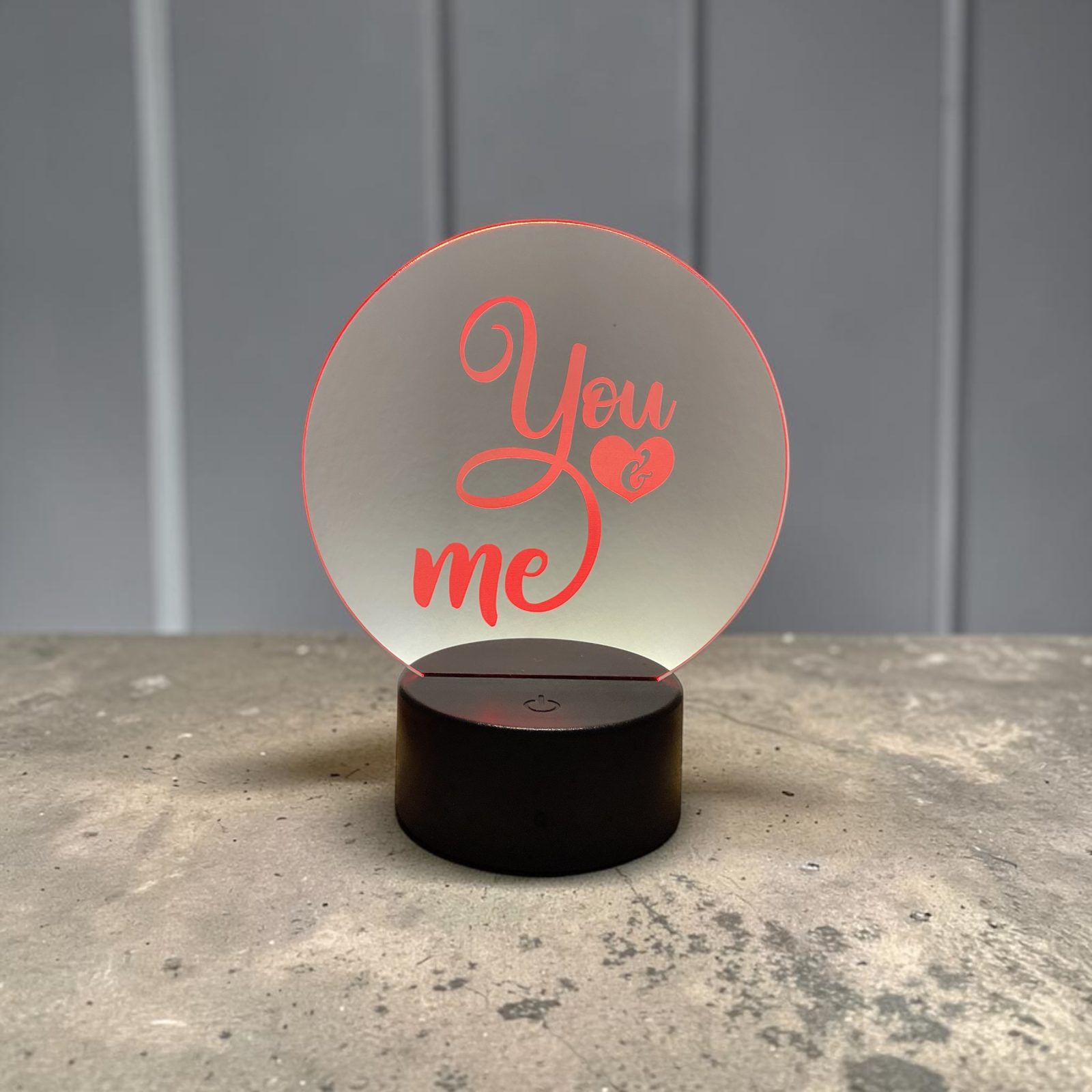 You and me acrylic night light made in Citrus County by local artisan. thumbnail 2