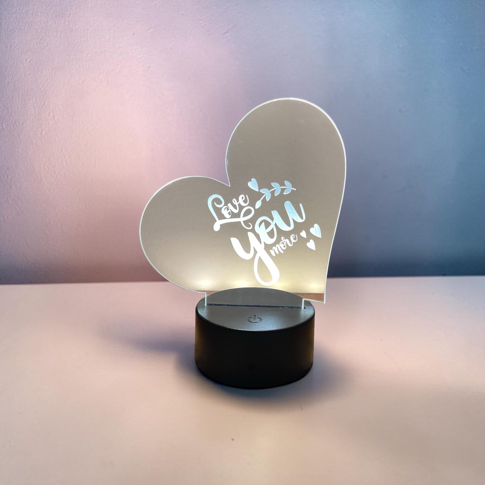 Love you more acrylic night light made in Citrus County by local artisan. thumbnail 2